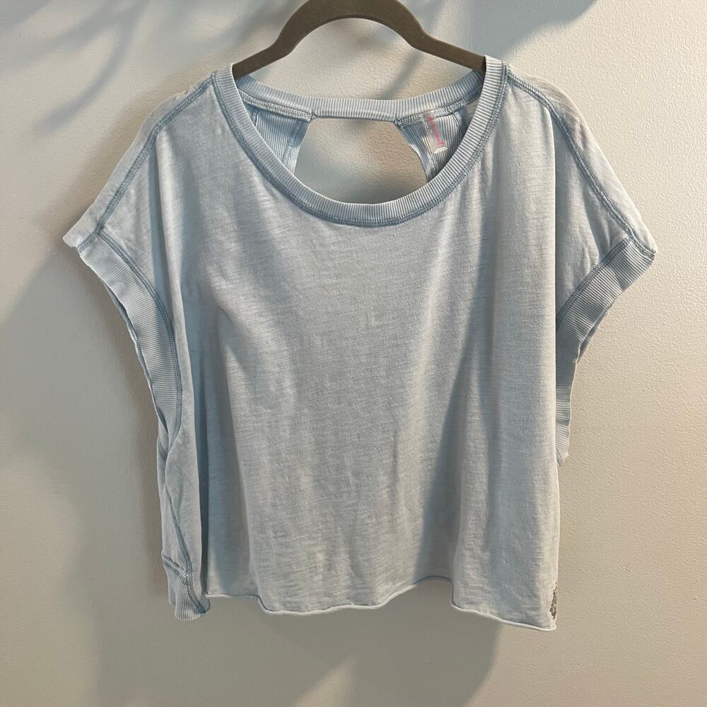 FP Movement Free People Light Blue My Time Tee Open Back Shirt Size S - Picture 2 of 7